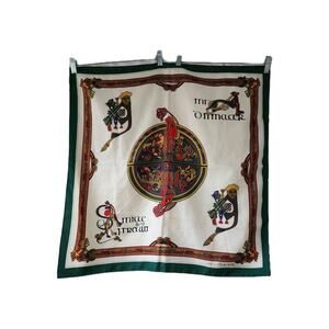 Book of Kells Scarf Celtic Irish Art Square Green Border Polyester Vintage